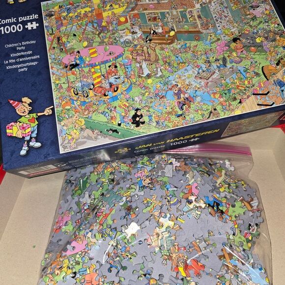 Jan Van Haasteren puzzle 1000 piece "Children's Birthday Party" 100% Complete - Picture 1 of 1
